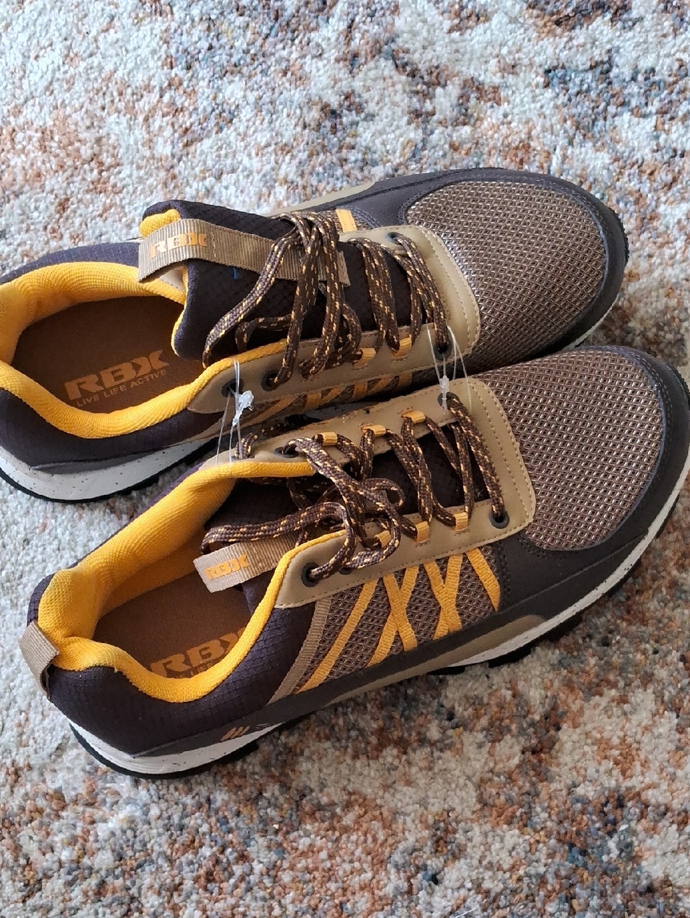 RBX Men's Brown and Yellow Mesh Athletic Shoes....Size:12🎉🎉🎉🎉